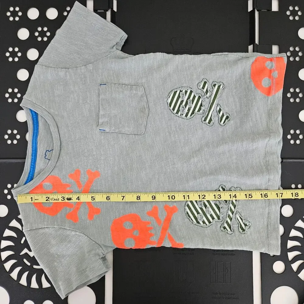 Mini Boden Skull Gray Tee T-Shirt Top Green‎ Shorts Bundle | Kid's 4-5